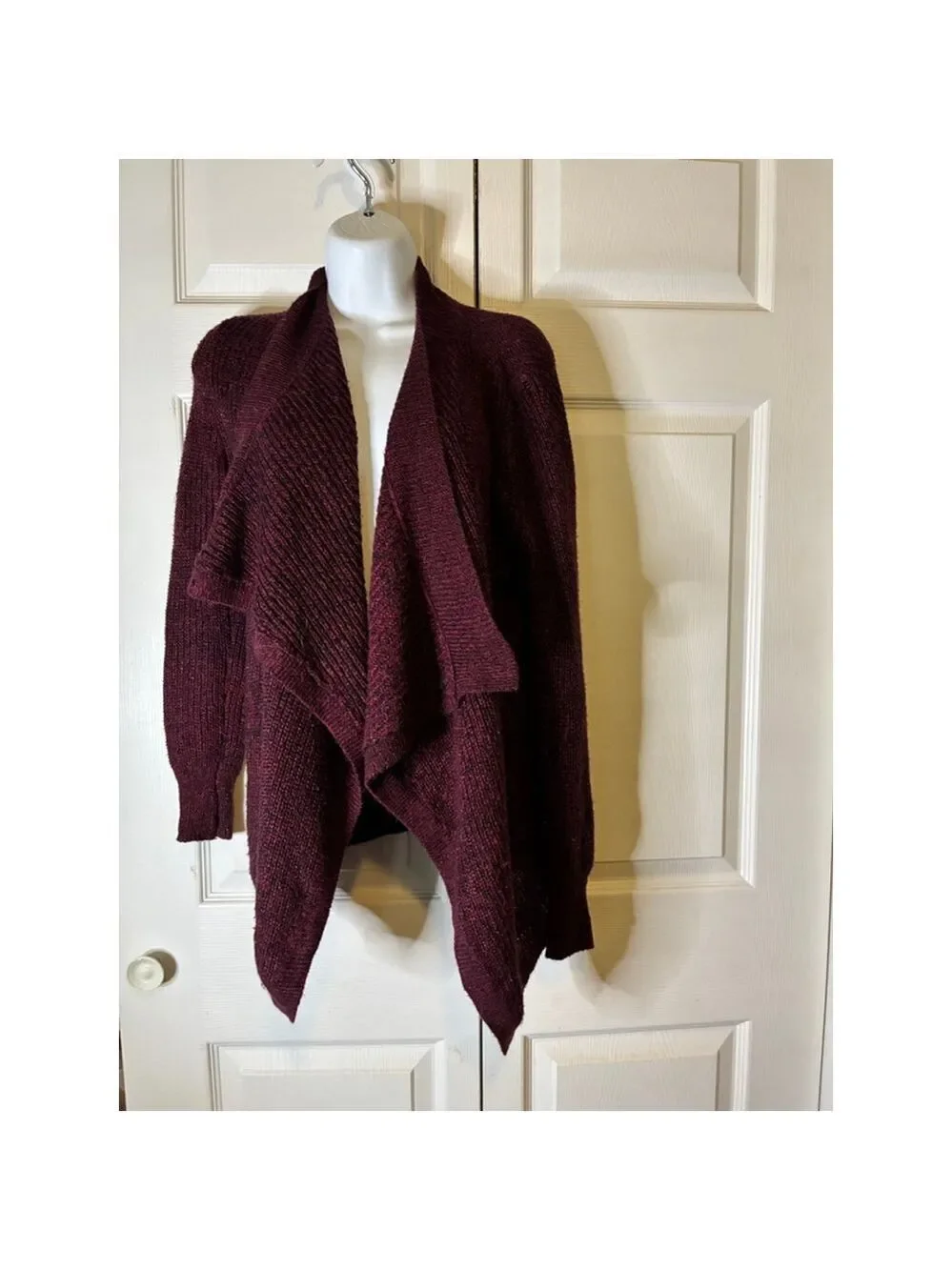 Women's Unbranded Burgundy Knit Draped Cardigan Sweater M